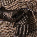 Gennaro (black) – Italian lambskin gloves with cashmere lining and checkered detail - Bellanzari - Luxury Leather Gloves - Handmade in Italy - 7