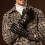 Gennaro (black) – Italian lambskin gloves with cashmere lining and checkered detail - Bellanzari - Luxury Leather Gloves - Handmade in Italy - 8