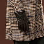 Gennaro (black) – Italian lambskin gloves with cashmere lining and checkered detail - Bellanzari - Luxury Leather Gloves - Handmade in Italy - 9