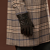 Gennaro (black) – Italian lambskin gloves with cashmere lining and checkered detail - Bellanzari - Luxury Leather Gloves - Handmade in Italy - 9