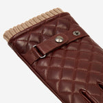 Gennaro (brown) – Italian lambskin gloves with cashmere lining and checkered detail - Bellanzari - Luxury Leather Gloves - Handmade in Italy - 3