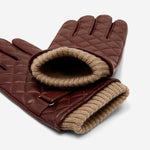 Gennaro (brown) – Italian lambskin gloves with cashmere lining and checkered detail - Bellanzari - Luxury Leather Gloves - Handmade in Italy - 4