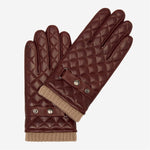 Gennaro (brown) – Italian lambskin gloves with cashmere lining and checkered detail - Bellanzari - Luxury Leather Gloves - Handmade in Italy - 1