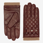 Gennaro (brown) – Italian lambskin gloves with cashmere lining and checkered detail - Bellanzari - Luxury Leather Gloves - Handmade in Italy - 2