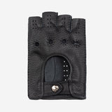 Lazzaro (black) – Fingerless Italian driving gloves made of American deerskin leather - Bellanzari - Luxury Driving Gloves - Handmade in Italy - 2