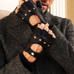 Lazzaro (black) – Fingerless Italian driving gloves made of American deerskin leather - Bellanzari - Luxury Driving Gloves - Handmade in Italy - 3