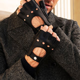 Lazzaro (black) – Fingerless Italian driving gloves made of American deerskin leather - Bellanzari - Luxury Driving Gloves - Handmade in Italy - 3