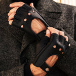 Lazzaro (black) – Fingerless Italian driving gloves made of American deerskin leather - Bellanzari - Luxury Driving Gloves - Handmade in Italy - 6