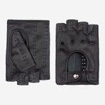 Lazzaro (black) – Fingerless Italian driving gloves made of American deerskin leather - Bellanzari - Luxury Driving Gloves - Handmade in Italy - 1