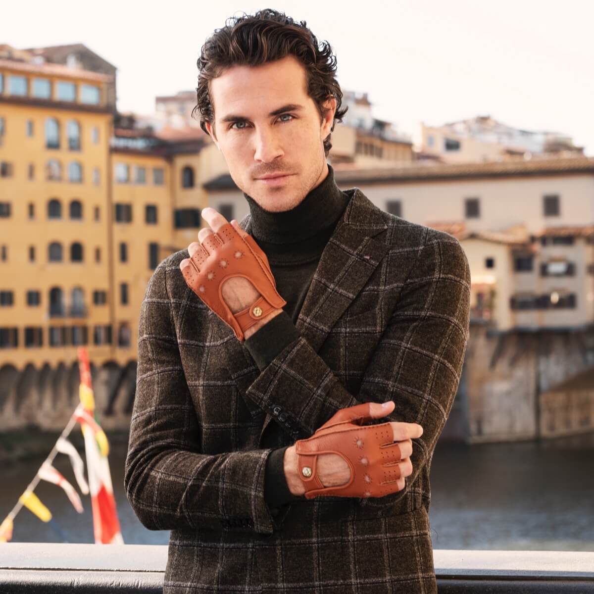 Lazzaro (brown) – Fingerless Italian driving gloves made of American deerskin leather - Bellanzari - Luxury Driving Gloves - Handmade in Italy - 6