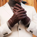 Leandro (brown) - Italian gloves made of American deerskin leather with cashmere lining - Fratelli Orsini - Luxury Leather Gloves - Handmade in Italy - 10