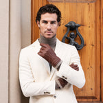 Leandro (brown) - Italian gloves made of American deerskin leather with cashmere lining - Fratelli Orsini - Luxury Leather Gloves - Handmade in Italy - 6