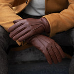 Leandro (brown) - Italian gloves made of American deerskin leather with cashmere lining - Fratelli Orsini - Luxury Leather Gloves - Handmade in Italy - 7