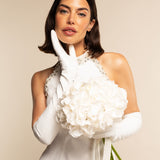 Letizia (white) – Italian unlined 12-button length leather bridal opera gloves for women - Bellanzari - Luxury Leather Gloves - Handmade in Italy - 1