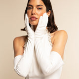 Letizia (white) – Italian unlined 16-button length leather bridal opera gloves for women - Bellanzari - Luxury Leather Gloves - Handmade in Italy - 2