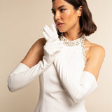 Letizia (white) – Italian unlined 16-button length leather bridal opera gloves for women - Bellanzari - Luxury Leather Gloves - Handmade in Italy - 3