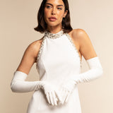 Letizia (white) – Italian unlined 16-button length leather bridal opera gloves for women - Bellanzari - Luxury Leather Gloves - Handmade in Italy - 4