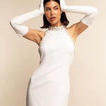 Letizia (white) – Italian unlined 16-button length leather bridal opera gloves for women - Bellanzari - Luxury Leather Gloves - Handmade in Italy - 5