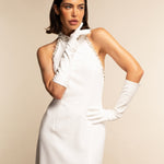 Letizia (white) – Italian unlined 8-button length leather bridal opera gloves for women - Bellanzari - Luxury Leather Gloves - Handmade in Italy - 2