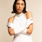 Letizia (white) – Italian unlined 8-button length leather bridal opera gloves for women - Bellanzari - Luxury Leather Gloves - Handmade in Italy - 3