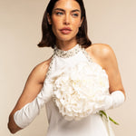 Letizia (white) – Italian unlined 8-button length leather bridal opera gloves for women - Bellanzari - Luxury Leather Gloves - Handmade in Italy - 4