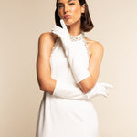 Letizia (white) – Italian unlined 8-button length leather bridal opera gloves for women - Bellanzari - Luxury Leather Gloves - Handmade in Italy - 5