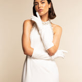 Letizia (white) – Italian unlined 8-button length leather bridal opera gloves for women - Bellanzari - Luxury Leather Gloves - Handmade in Italy - 5
