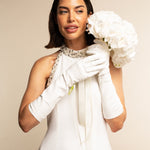 Letizia (white) – Italian unlined 8-button length leather bridal opera gloves for women - Bellanzari - Luxury Leather Gloves - Handmade in Italy - 6