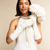 Letizia (white) – Italian unlined 8-button length leather bridal opera gloves for women - Bellanzari - Luxury Leather Gloves - Handmade in Italy - 6