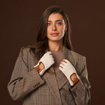Lola (cognac) – Hand-sewn Italian lambskin leather driving gloves with crochet back - Bellanzari - Luxury Leather Gloves - Handmade in Italy - 4