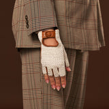 Lola (cognac) – Hand-sewn Italian lambskin leather driving gloves with crochet back - Bellanzari - Luxury Leather Gloves - Handmade in Italy - 5
