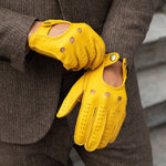 Luigi (yellow) – Italian driving gloves in American deerskin leather - Bellanzari - Luxury Leather Gloves - Handmade in Italy - 8