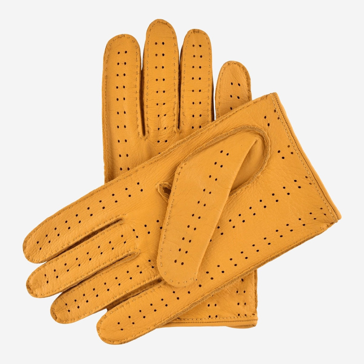 Luigi (yellow) – Italian driving gloves in American deerskin leather - Bellanzari - Luxury Leather Gloves - Handmade in Italy - 2