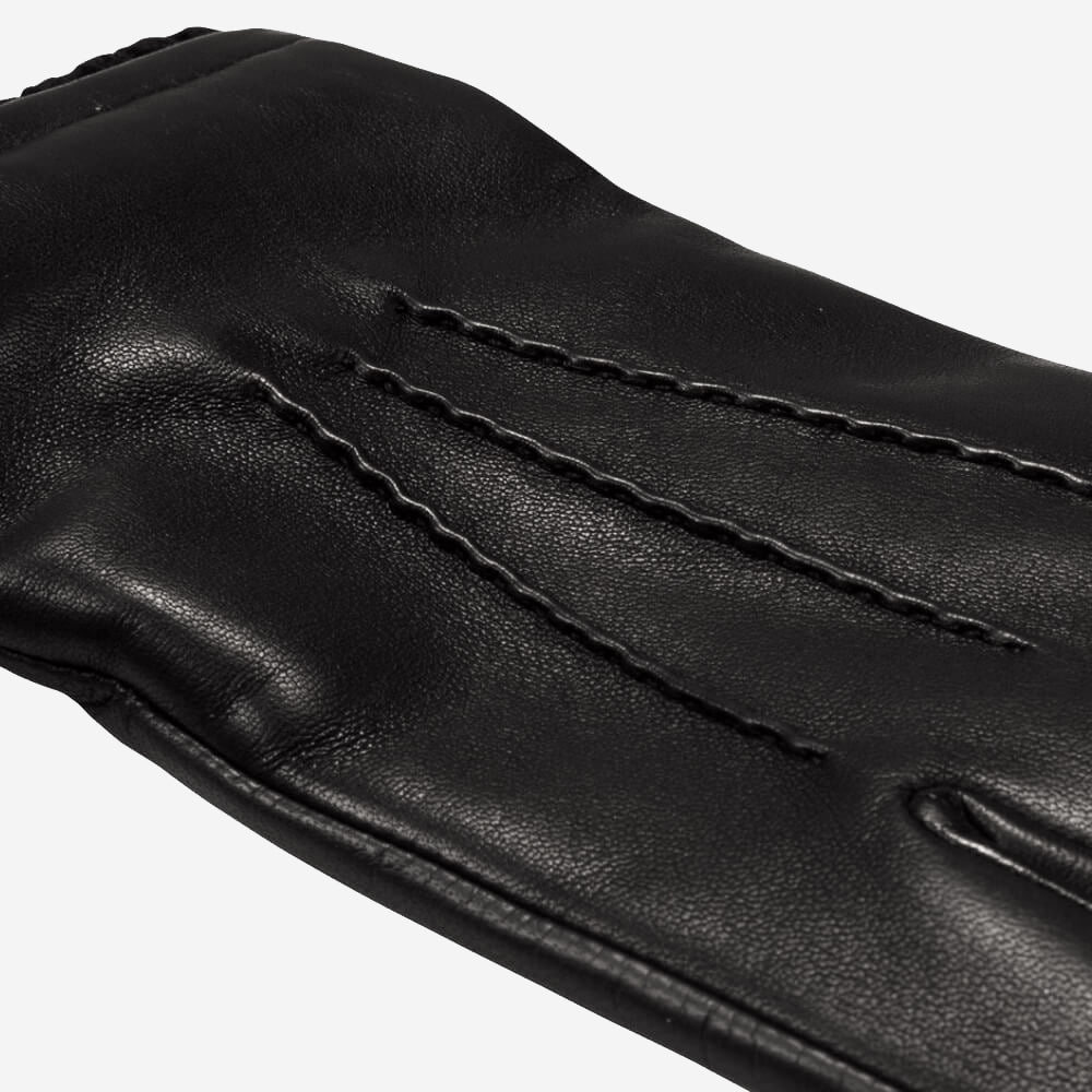 Oliviero (black) - Italian lambskin leather gloves with cashmere lining & touchscreen feature -Bellanzari - Luxury Leather Gloves - Handmade in Italy - 4