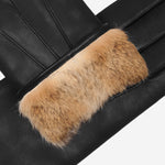 Raffaella (black) – Italian lambskin leather gloves with brown rabbit fur lining - Bellanzari - Luxury Leather Gloves - Handmade in Italy - 3