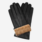 Raffaella (black) – Italian lambskin leather gloves with brown rabbit fur lining - Bellanzari - Luxury Leather Gloves - Handmade in Italy - 1