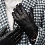 Raffaella (black) – Italian lambskin leather gloves with brown rabbit fur lining - Bellanzari - Luxury Leather Gloves - Handmade in Italy - 9
