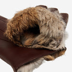 Raffaella (brown) - Italian lambskin leather gloves with brown rabbit fur lining - Bellanzari - Luxury Leather Gloves - Handmade in Italy - 3