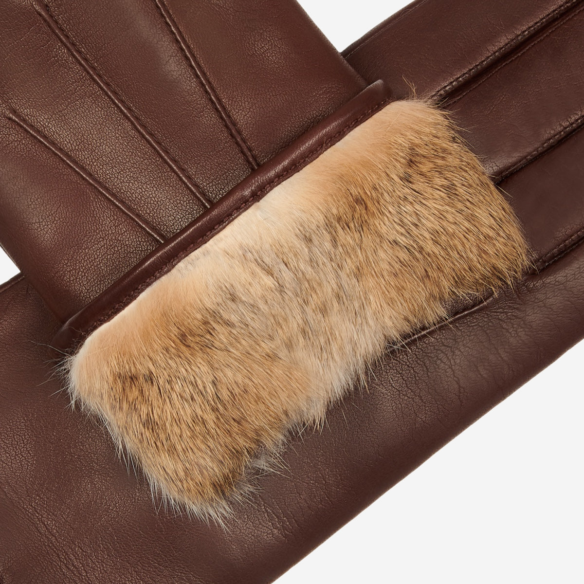 Raffaella (brown) - Italian lambskin leather gloves with brown rabbit fur lining - Bellanzari - Luxury Leather Gloves - Handmade in Italy - 4