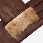 Raffaella (brown) - Italian lambskin leather gloves with brown rabbit fur lining - Bellanzari - Luxury Leather Gloves - Handmade in Italy - 4