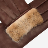 Raffaella (brown) - Italian lambskin leather gloves with brown rabbit fur lining - Bellanzari - Luxury Leather Gloves - Handmade in Italy - 4
