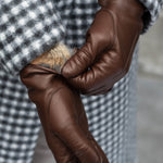 Raffaella (brown) - Italian lambskin leather gloves with brown rabbit fur lining - Bellanzari - Luxury Leather Gloves - Handmade in Italy - 6