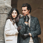 Raffaella (brown) - Italian lambskin leather gloves with brown rabbit fur lining - Bellanzari - Luxury Leather Gloves - Handmade in Italy - 8