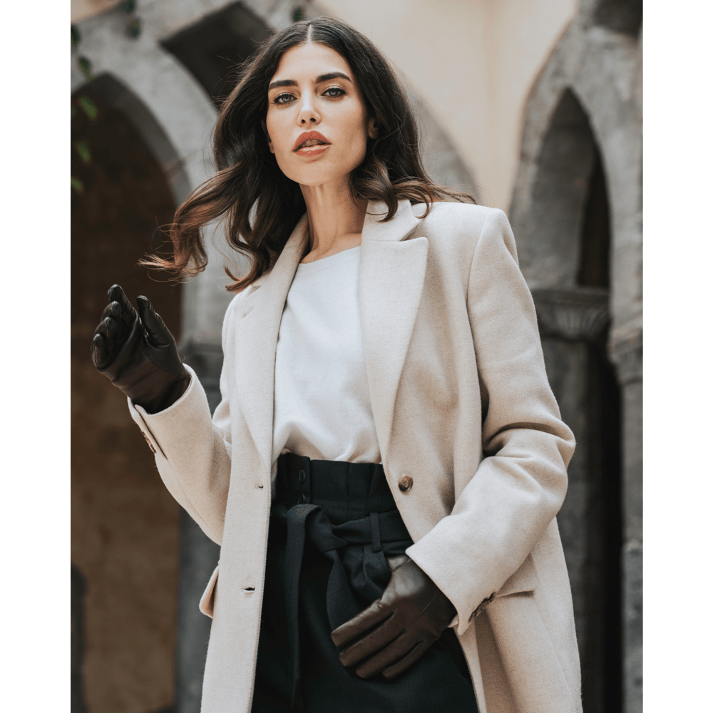 Raffaella (brown) - Italian lambskin leather gloves with brown rabbit fur lining - Bellanzari - Luxury Leather Gloves - Handmade in Italy - 9