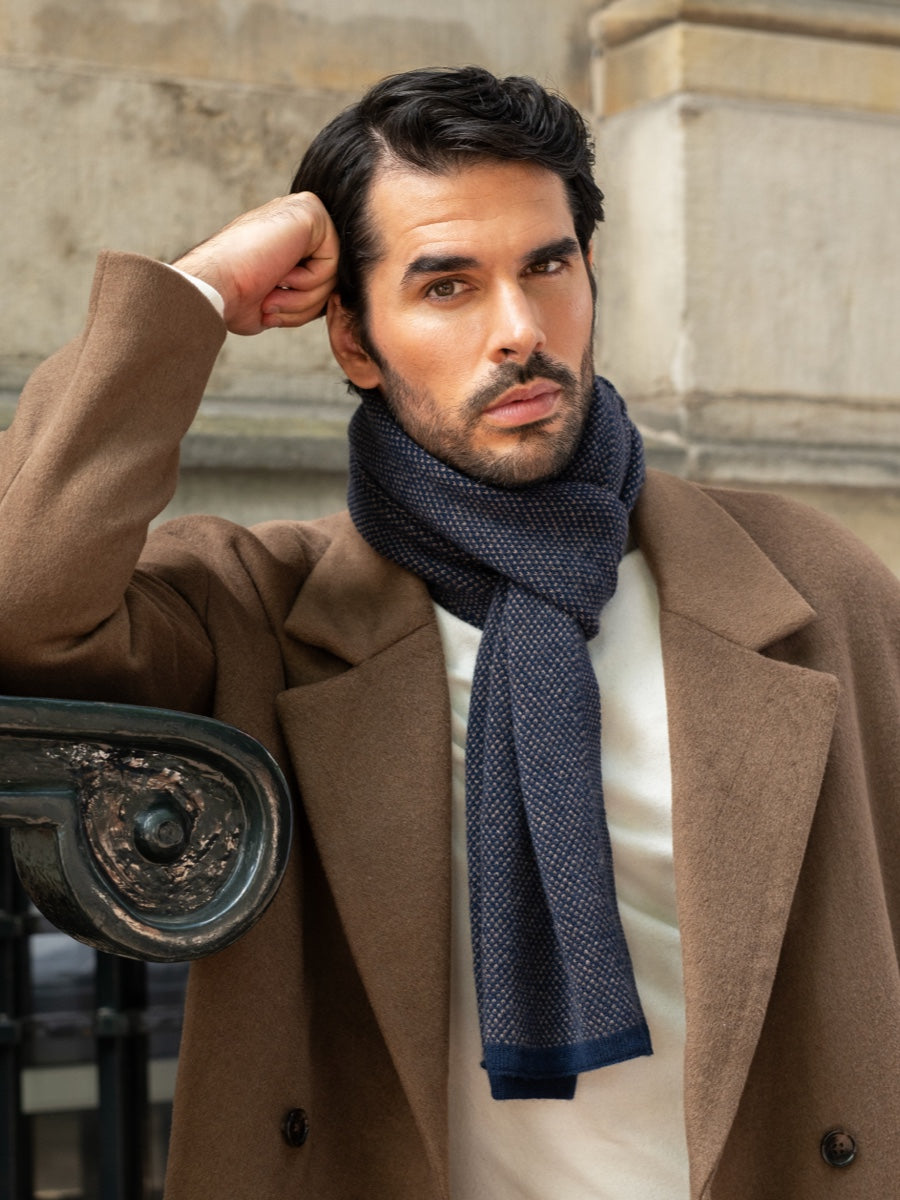 Riccardo (blue & brown) - 100% cashmere scarf with pattern
- Leather Gloves Online - Luxury Italian Scarf - 1