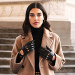 Roberta (black) - classic Italian lambskin leather driving gloves Bellanzari - Luxury Leather Gloves - Handmade in Italy- 3