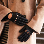 Roberta (black) - classic Italian lambskin leather driving gloves Bellanzari - Luxury Leather Gloves - Handmade in Italy- 4