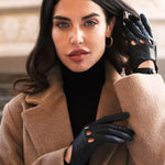 Roberta (black) - classic Italian lambskin leather driving gloves Bellanzari - Luxury Leather Gloves - Handmade in Italy - 5