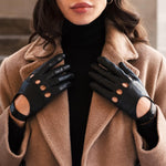 Roberta (black) - classic Italian lambskin leather driving gloves Bellanzari - Luxury Leather Gloves - Handmade in Italy- 7