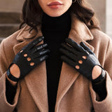 Roberta (black) - classic Italian lambskin leather driving gloves Bellanzari - Luxury Leather Gloves - Handmade in Italy- 7